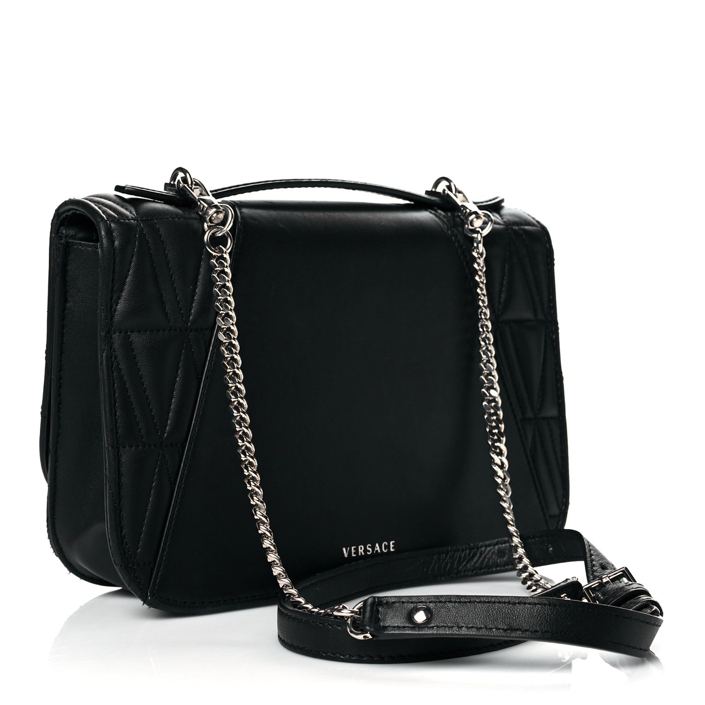 Nappa Quilted Virtus Top Handle Shoulder Bag Grey