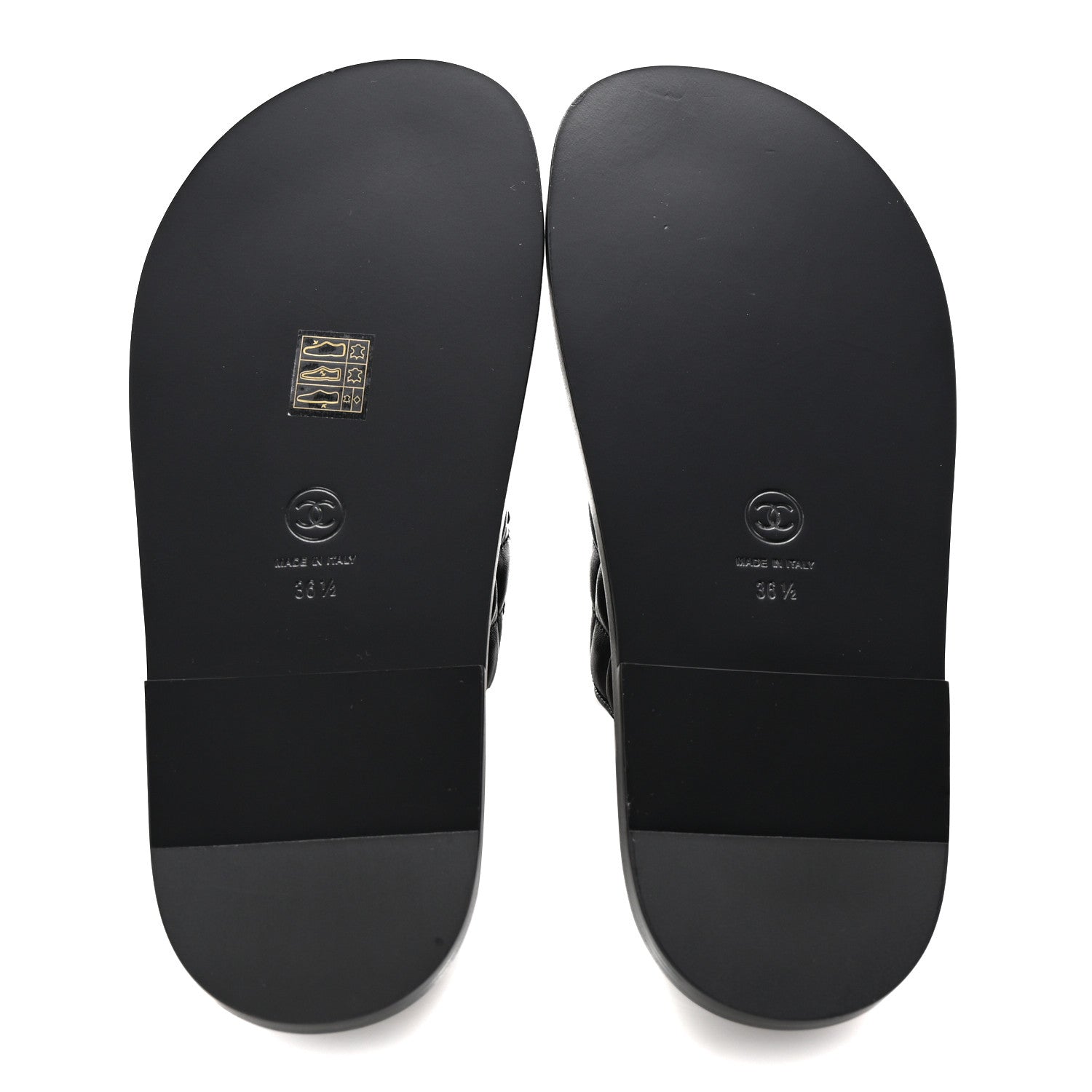 Chanel Lambskin Quilted Velcro Dad Chain CC Slide Sandals 36.5 Black 6 of 10