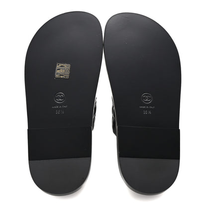 Chanel Lambskin Quilted Velcro Dad Chain CC Slide Sandals 36.5 Black 6 of 10