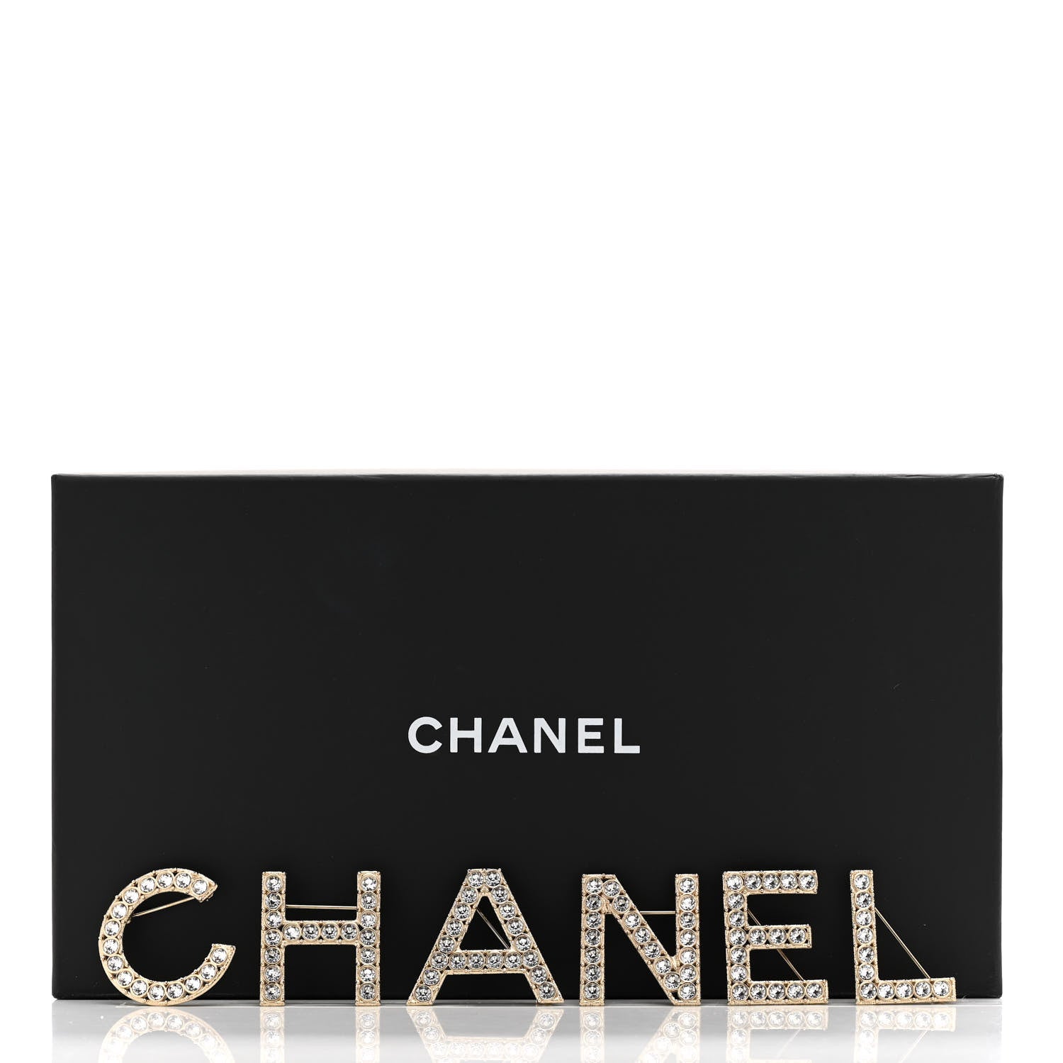 Chanel Crystal Cha-Nel Logo Brooch Set Gold 5 of 5
