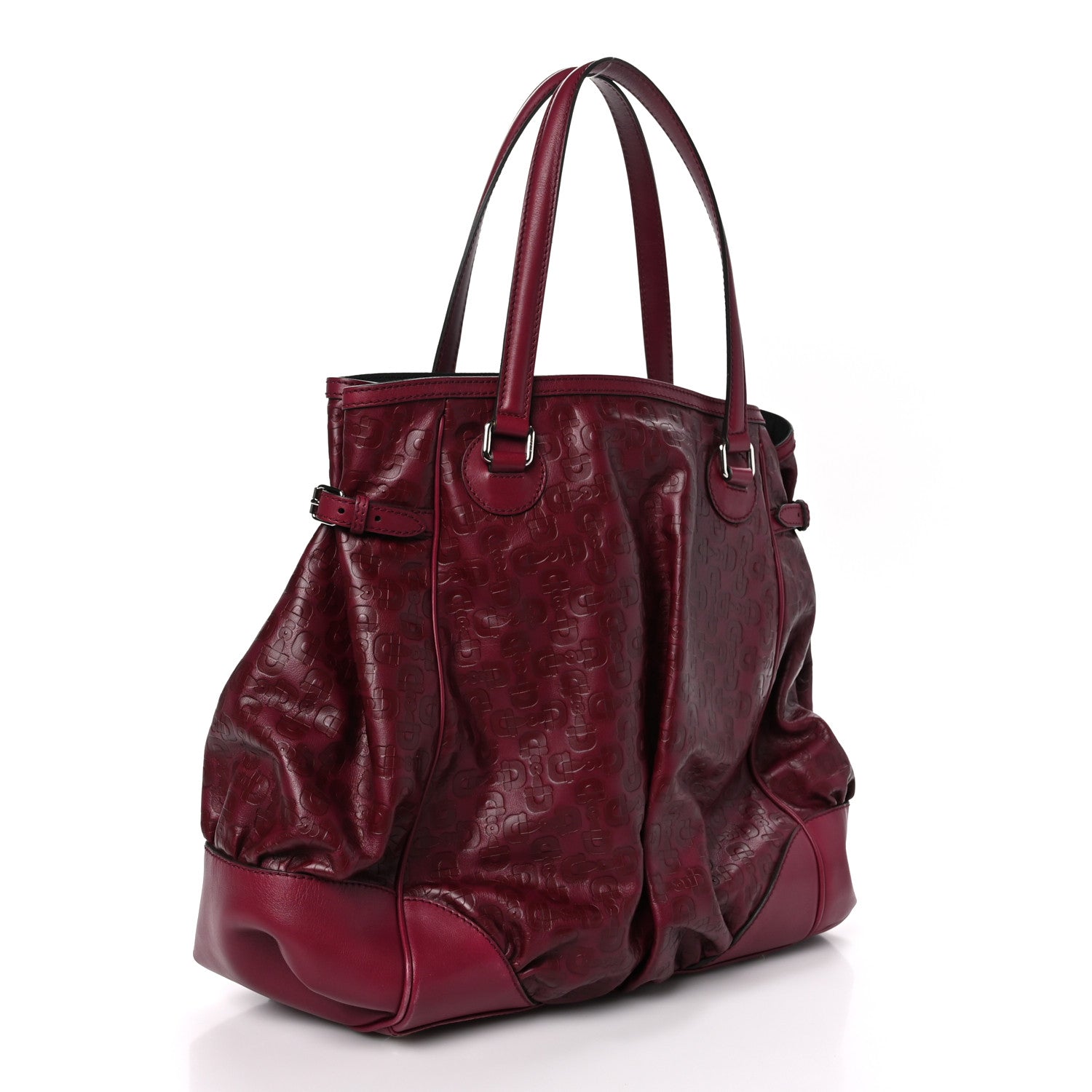Gucci Horsebit Embossed Full Moon Tote Red 3 of 10