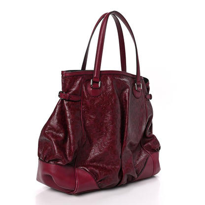 Gucci Horsebit Embossed Full Moon Tote Red 3 of 10