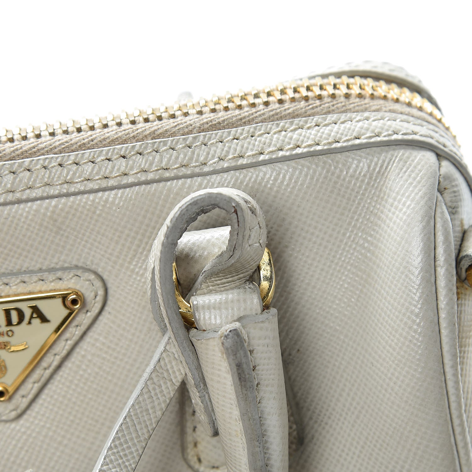 Prada Saffiano Lux Mini Top Handle Crossbody Talco 18 of 18