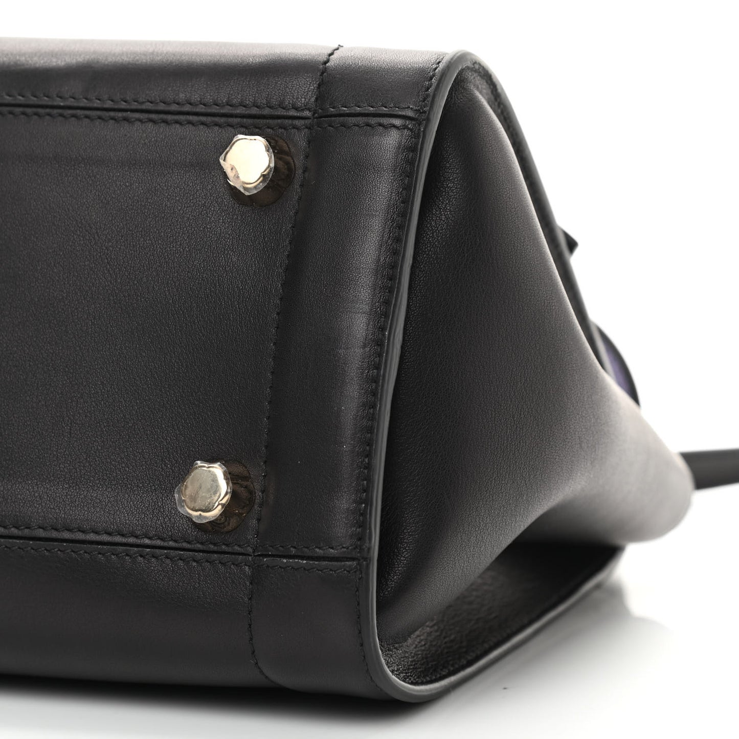 Calfskin Sofia Rainbow Top Handle Bag Black