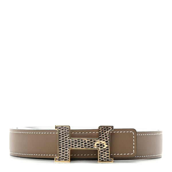 Hermes Swift Epsom Lizard 24mm Mini Constance H Belt 85 Etoupe