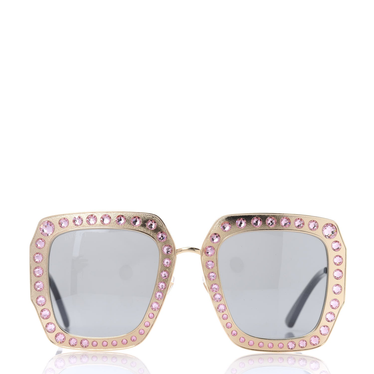 Gucci Metal Acetate Crystal Oversize GG0115S Sunglasses Gold 2 of 9