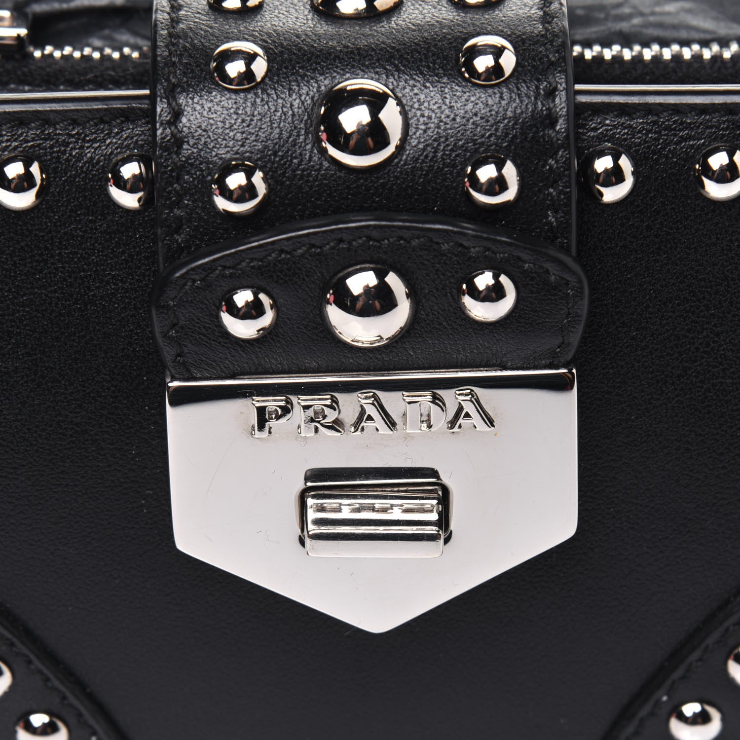 Prada Soft Calf Studded Clutch Black 12 of 12