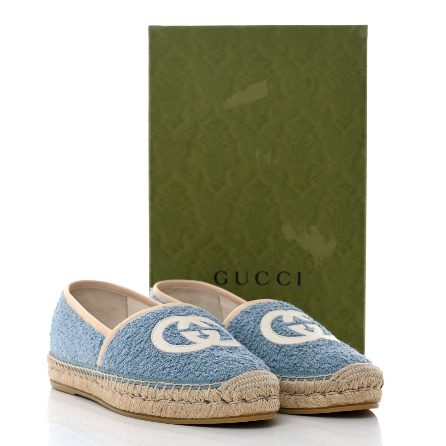 Terry Cloth Interlocking G Espadrilles 41.5 Sweet Blue Dusty White Beige