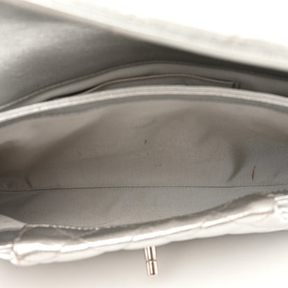 Chanel Metallic Calfskin Quilted Fold Up Again Clutch Silver 5 of 10