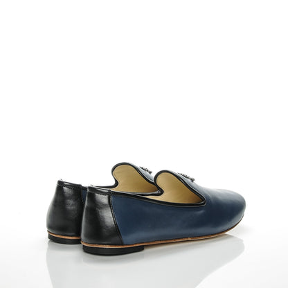 Chanel Lambskin CC Loafers 36.5 Navy 4 of 8