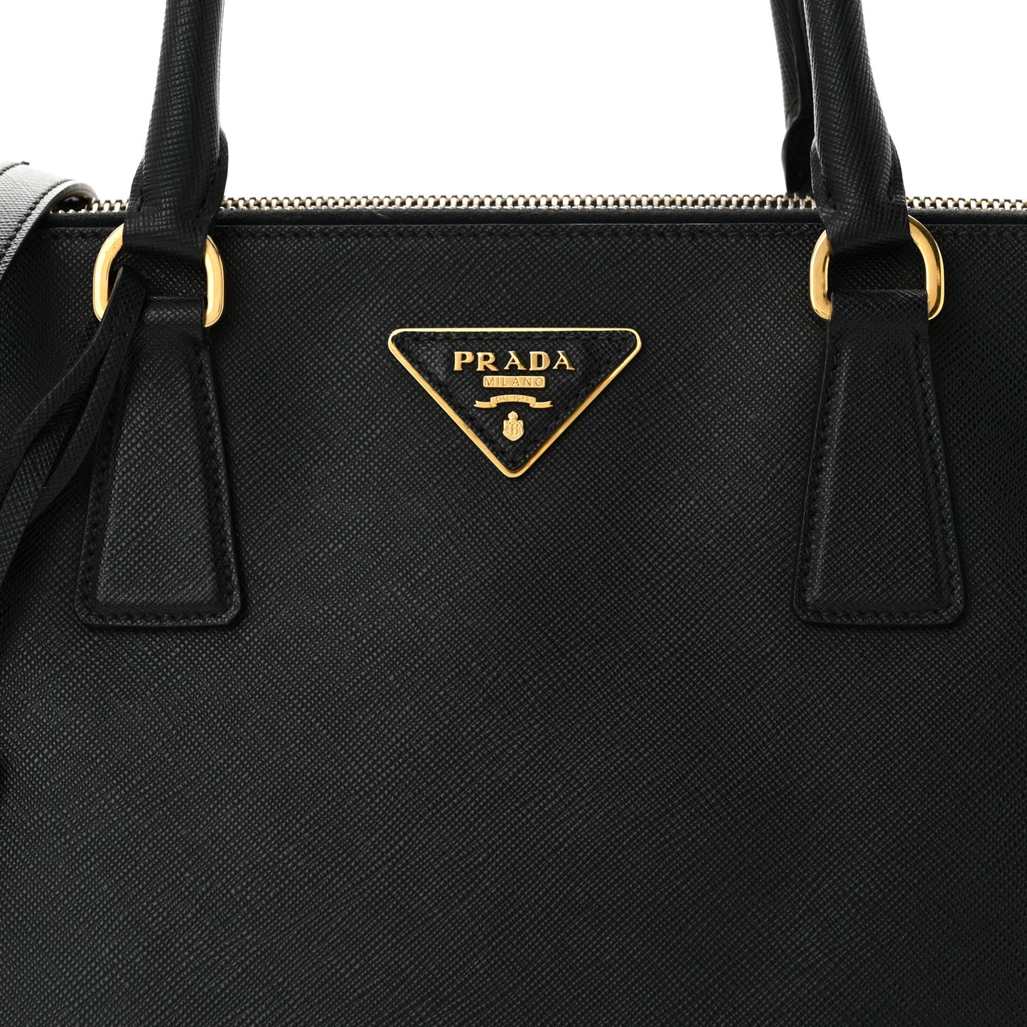 Saffiano Medium Galleria Double Zip Tote Black