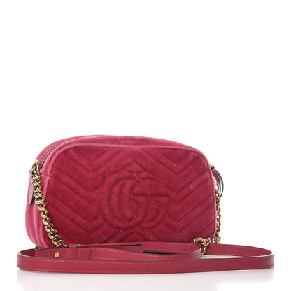 Gucci Velvet Matelasse Small GG Marmont Chain Shoulder Bag Light Raspberry Rose 3 of 13