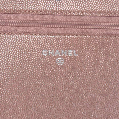 Chanel Metallic Caviar Chevron Quilted Vintage Mademoiselle Wallet On Chain WOC Pink 8 of 11