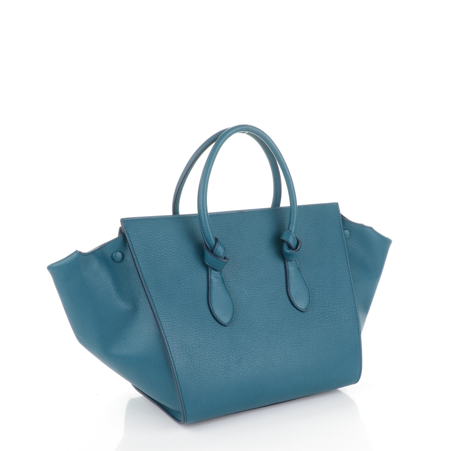 Crisped Calfskin Small Tie Knot Tote Metallic Blue