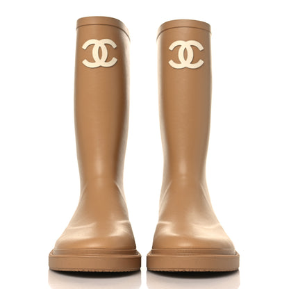 Chanel Caoutchouk CC High Boots 39 Beige 2 of 8
