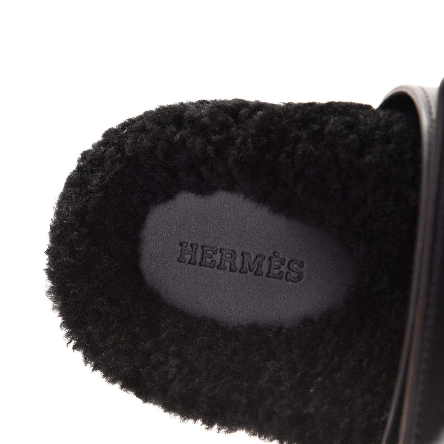 Hermes Calfskin Woolskin Womens Chypre Sandals 36 Black 7 of 12