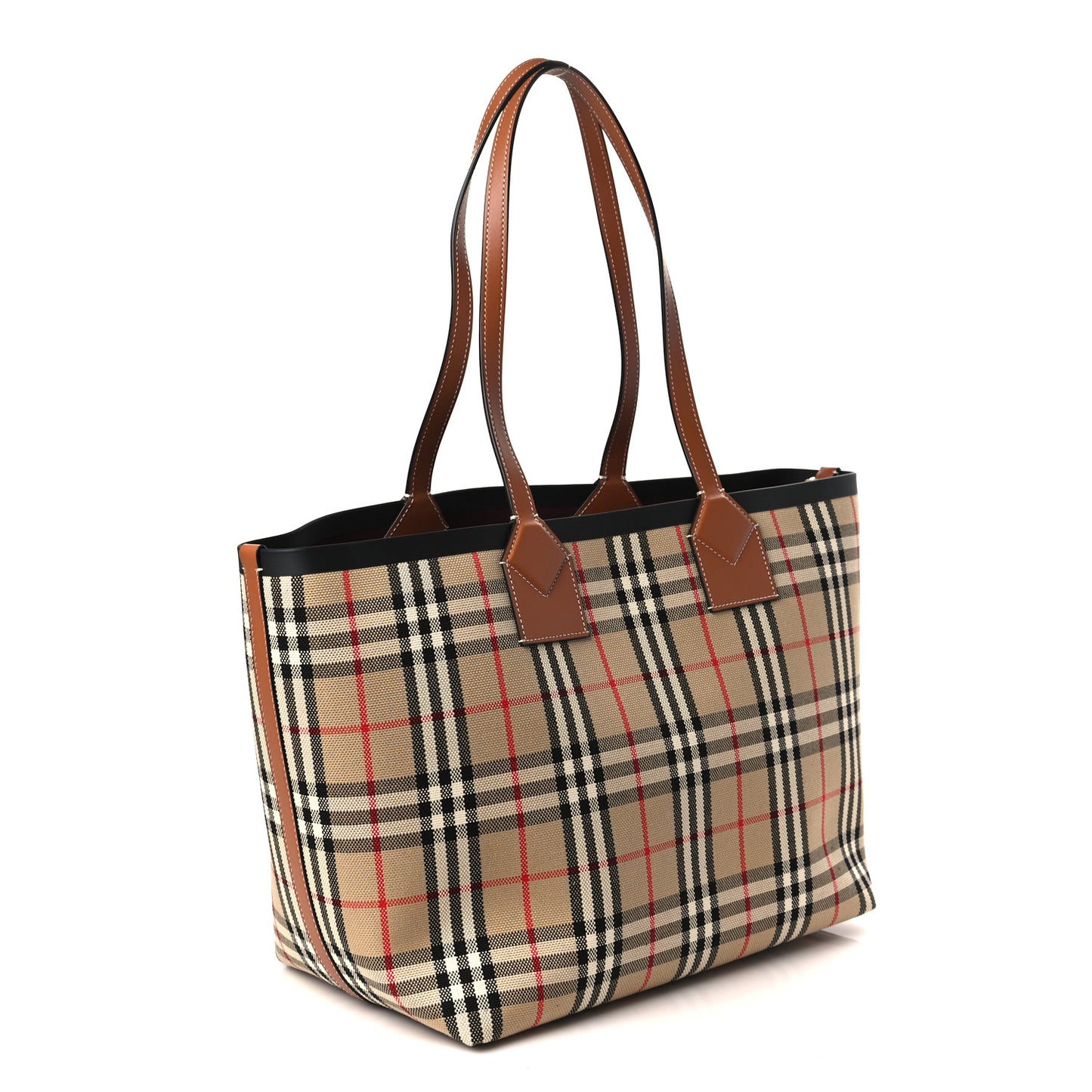 Cotton Vintage Check Medium London Tote Bag Briar Brown Black