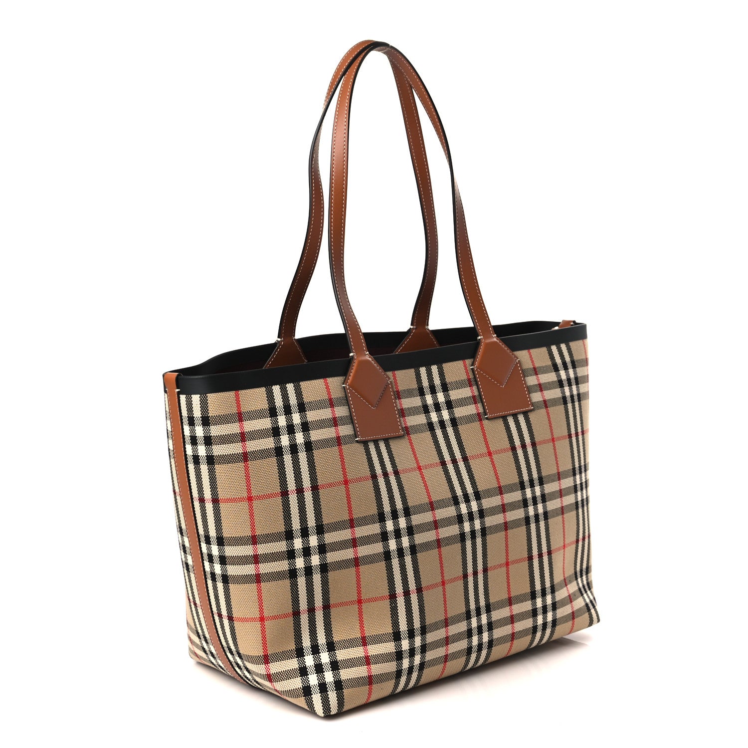 Burberry Cotton Vintage Check Medium London Tote Bag Briar Brown Black 4 of 10