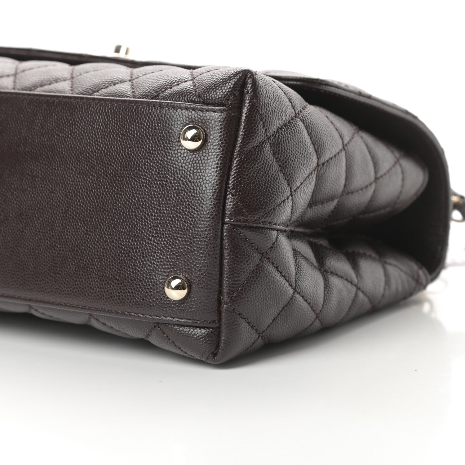 Chanel Caviar Quilted Small Coco Handle Flap Dark Brown 10 of 11