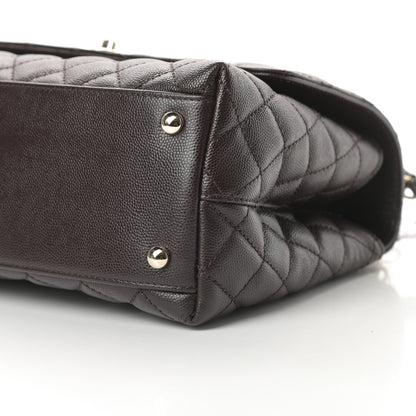 Chanel Caviar Quilted Small Coco Handle Flap Dark Brown 10 of 11