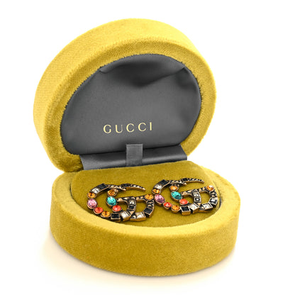 Gucci Crystal Double G Clip On Earrings Aged Gold Multicolor 5 of 5