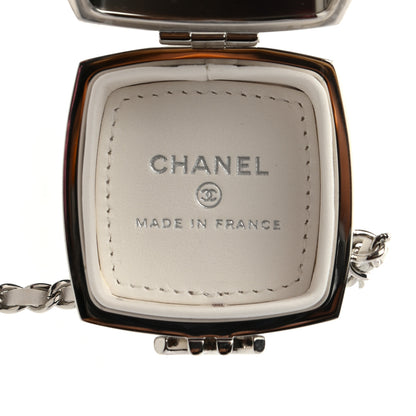 Chanel Patent Goatskin Quilted Clutch With Chain White 7 of 9