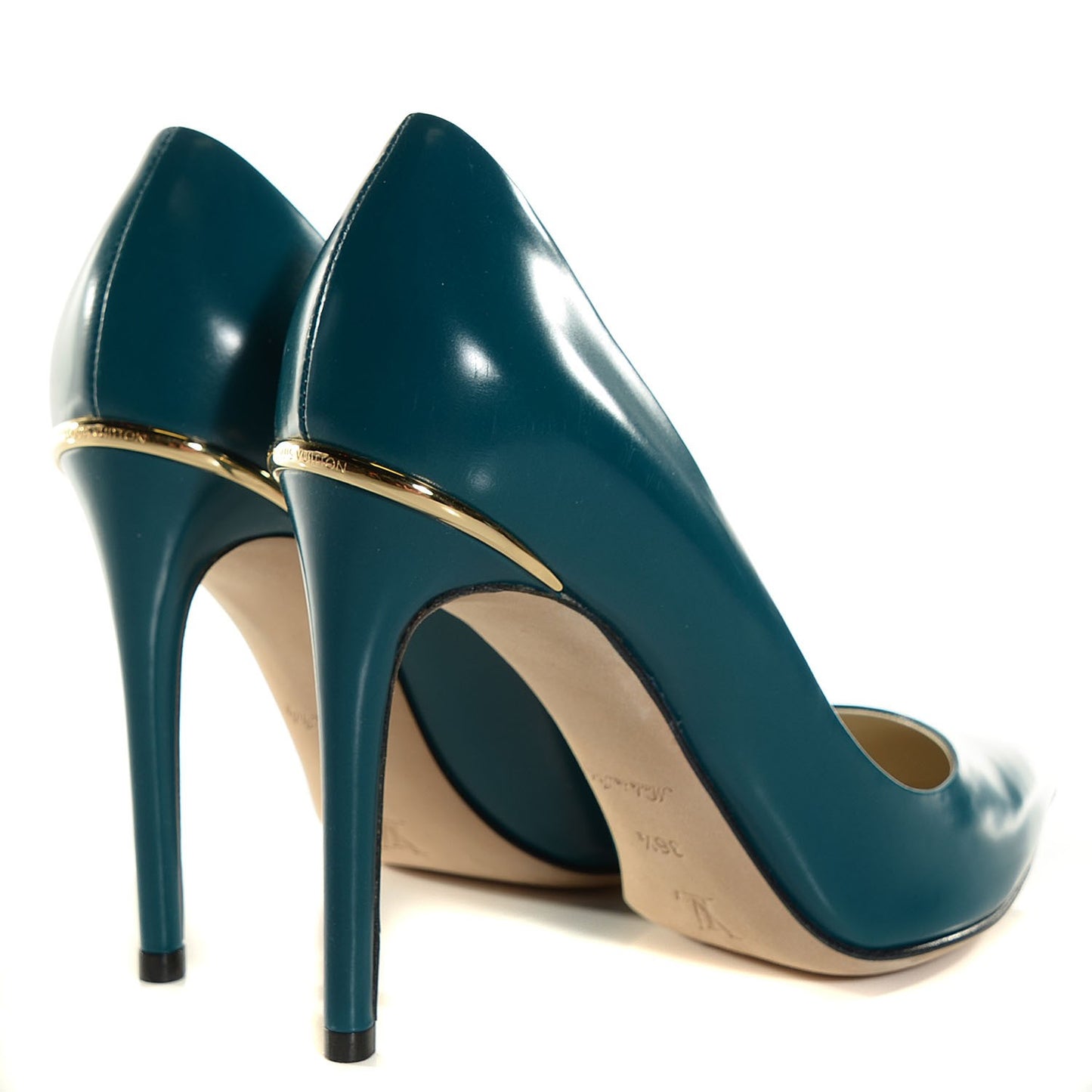 Glazed Calfskin Eyeline Pumps 36.5 Blue