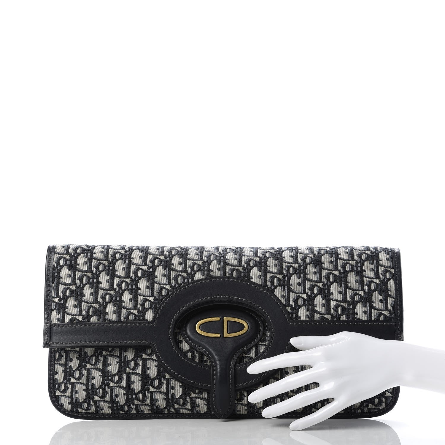 Christian Dior Oblique Fold Over Clutch Blue 2 of 8