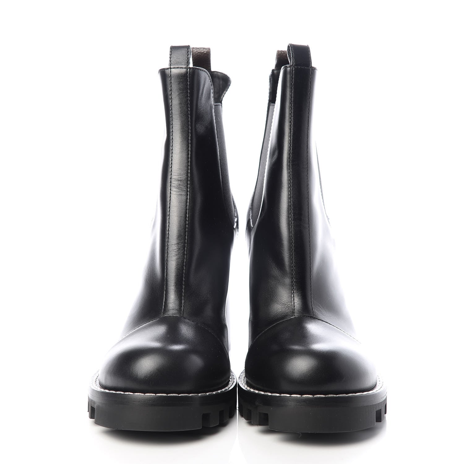 Louis Vuitton Calfskin Monogram Uniformes Chelsea Lug Sole 80mm Ankle Boots 41.5 Black 2 of 10