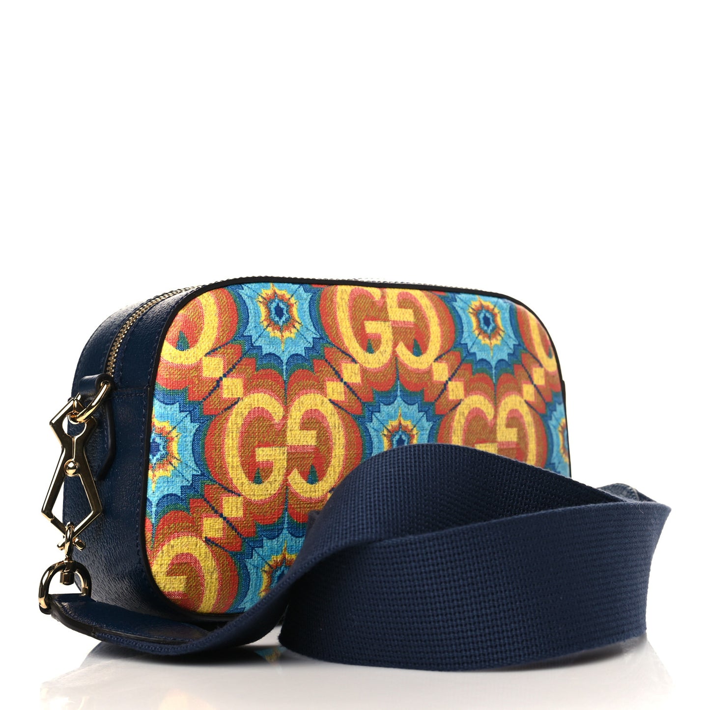 GG Supreme Kaleidoscope Calfskin Script Logo Gucci 100 Camera Bag Blue Orange Multicolor Blue Agata