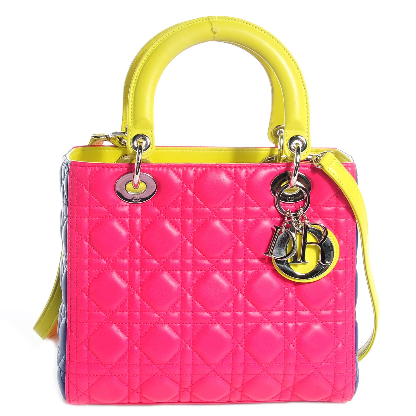 Lambskin Cannage Medium Tri-Color Lady Dior Pink