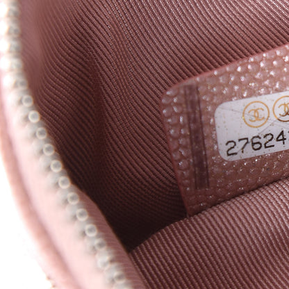Chanel Metallic Caviar Chevron Quilted Small Vintage Mademoiselle Cosmetic Case Pink 7 of 8