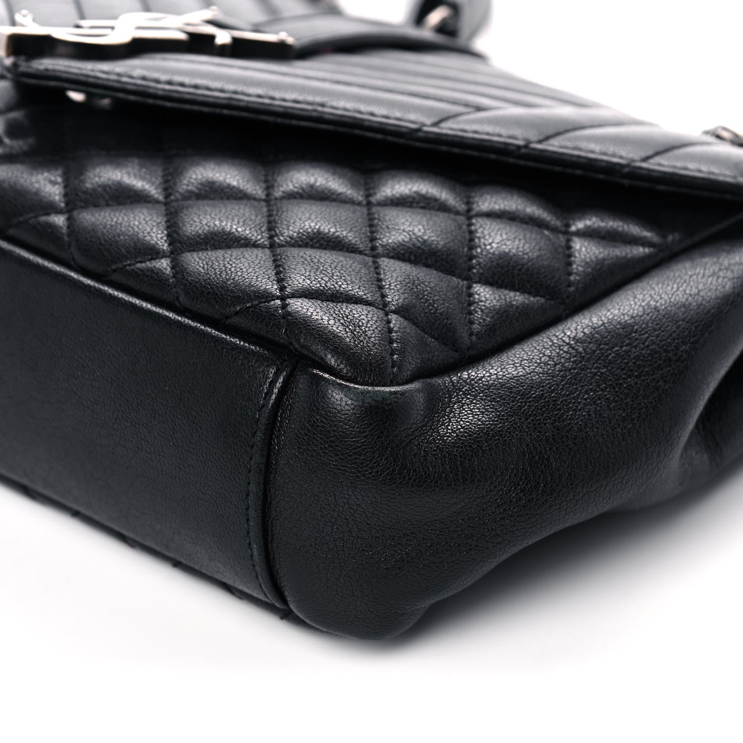 Saint Laurent Sheepskin Tri-Quilt Monogram Medium College Bag Black 10 of 16