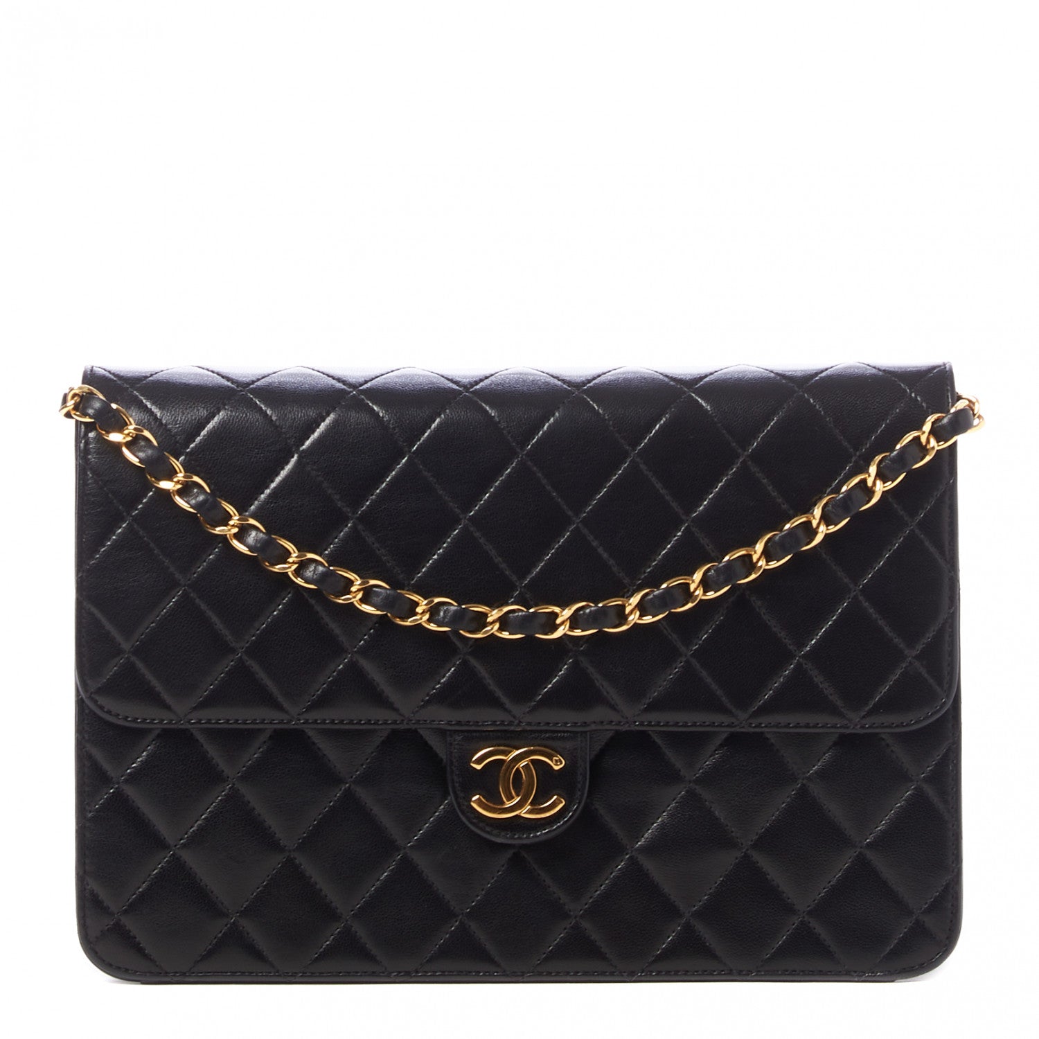 Chanel Lambskin Quilted Medium Single Flap Black 1 of 9