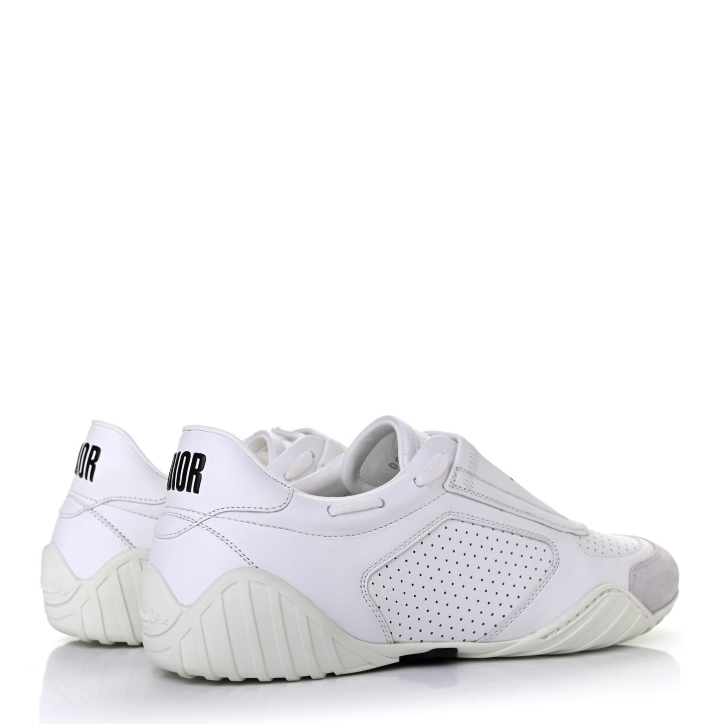 Smooth Calfskin Suede D-Fence Sneakers 37 White