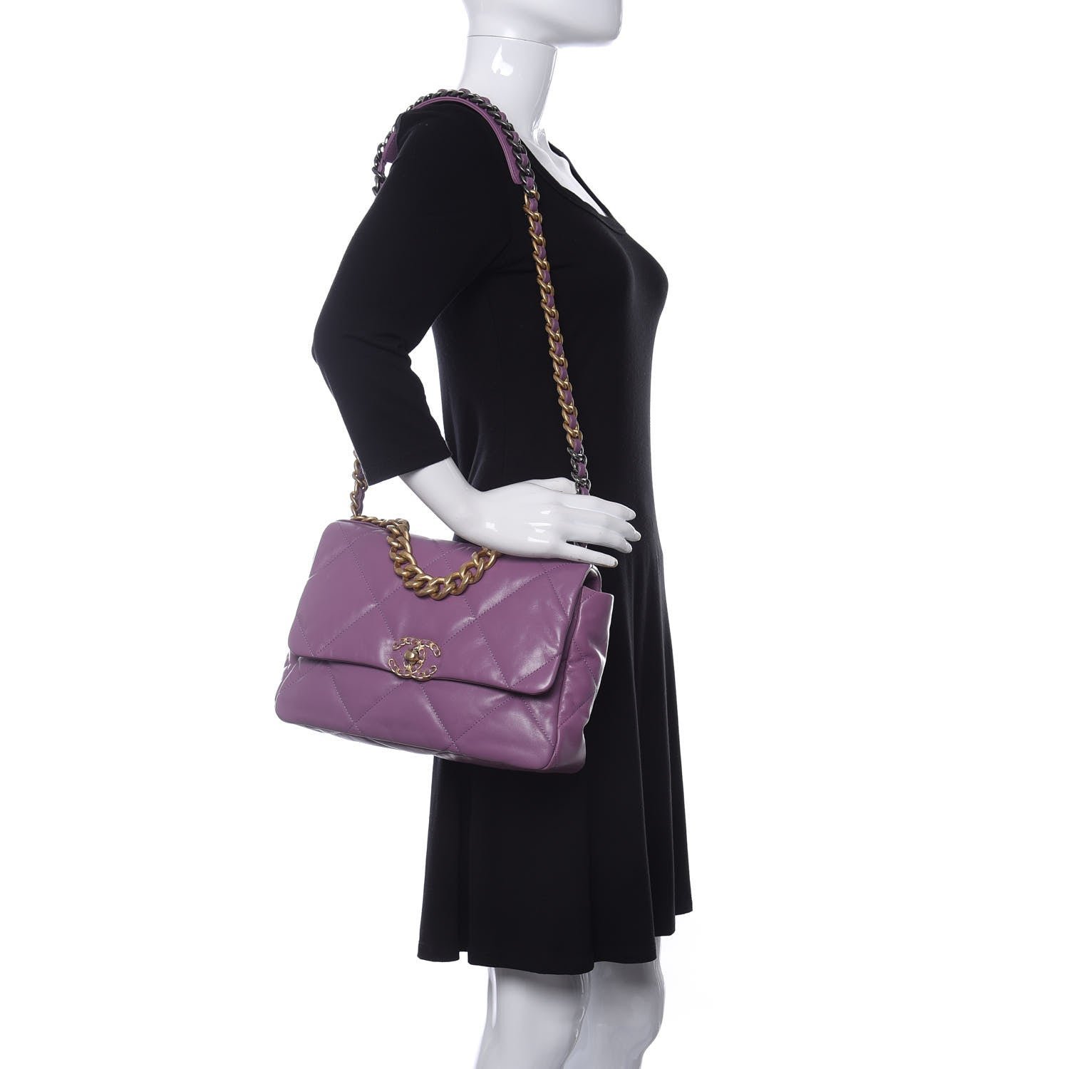 Chanel Goatskin Quilted Large Chanel 19 Flap Purple 2 of 10