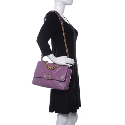 Chanel Goatskin Quilted Large Chanel 19 Flap Purple 2 of 10