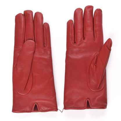 Gucci Nappa GG Marmont Chevron Gloves 7 Red 2 of 5