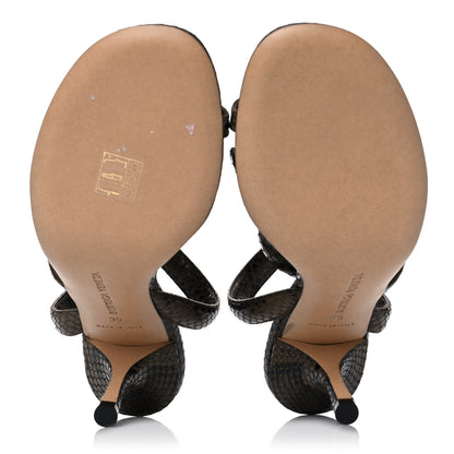 Bottega Veneta Python Printed Calfskin Spiral Sandals 39 Kaki 5 of 8