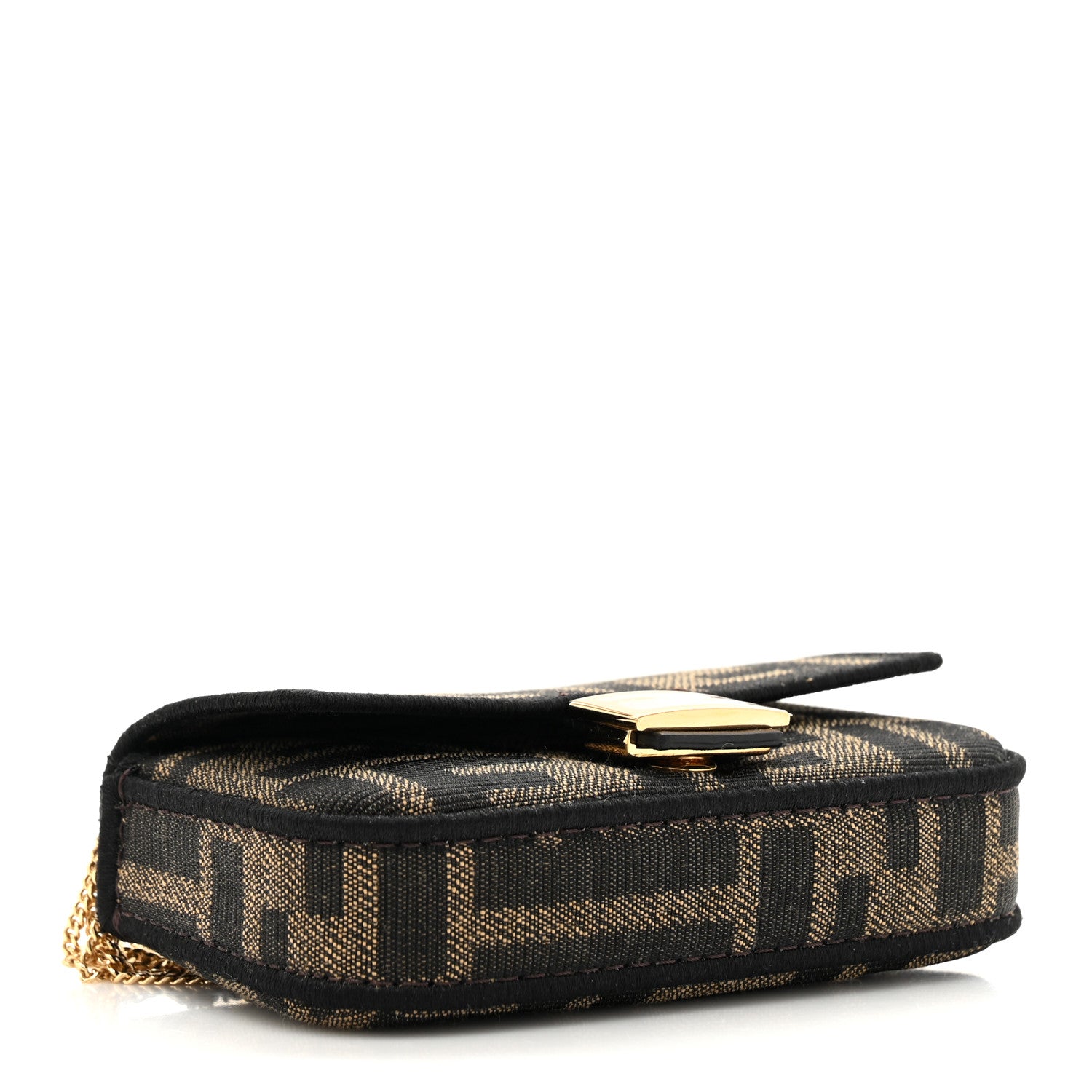 Fendi Fabric Jacquard FF 1974 Nano Baguette Charm Tobacco Moro Black 4 of 11