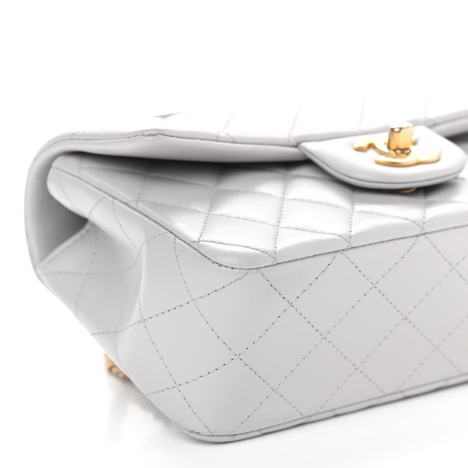 Chanel Lambskin Quilted Mini Top Handle Rectangular Flap Grey 8 of 9