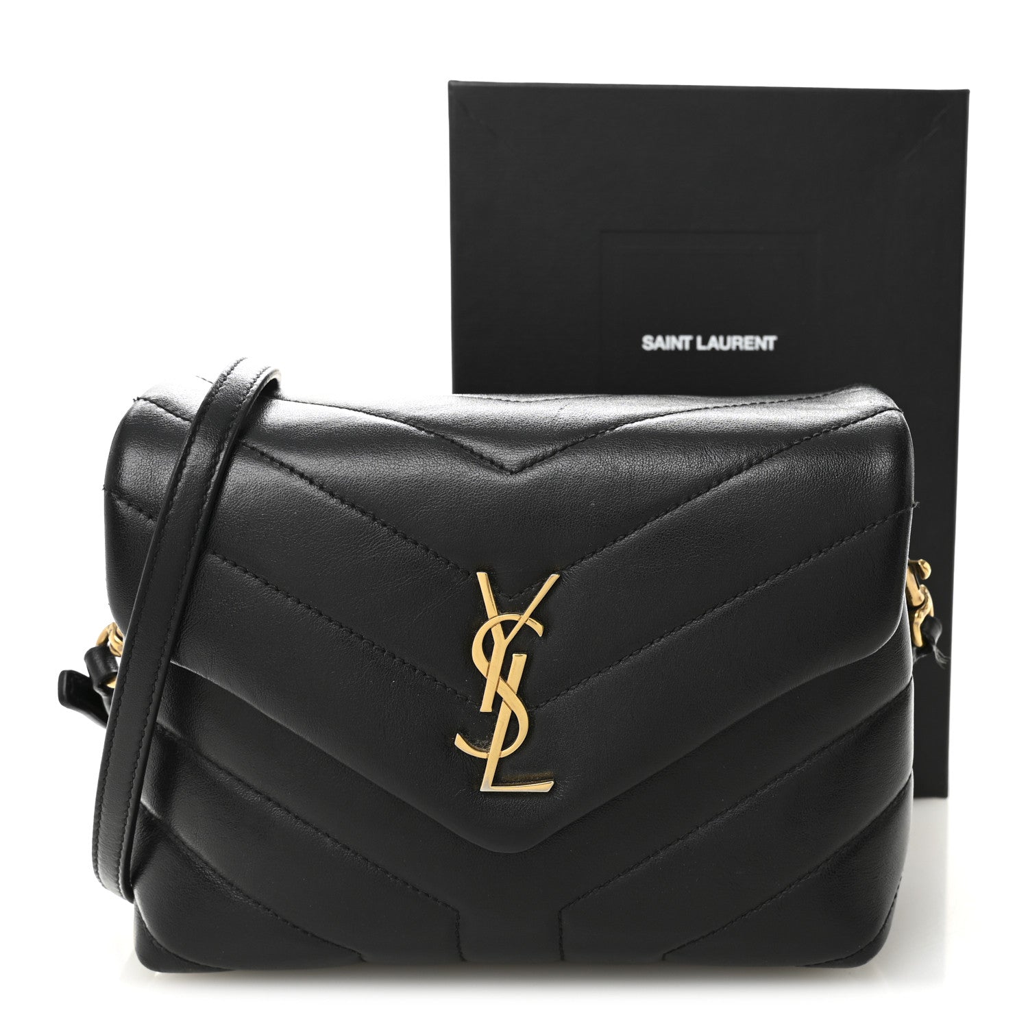 Saint Laurent Calfskin Y Quilted Monogram Toy Loulou Crossbody Bag Black 13 of 13