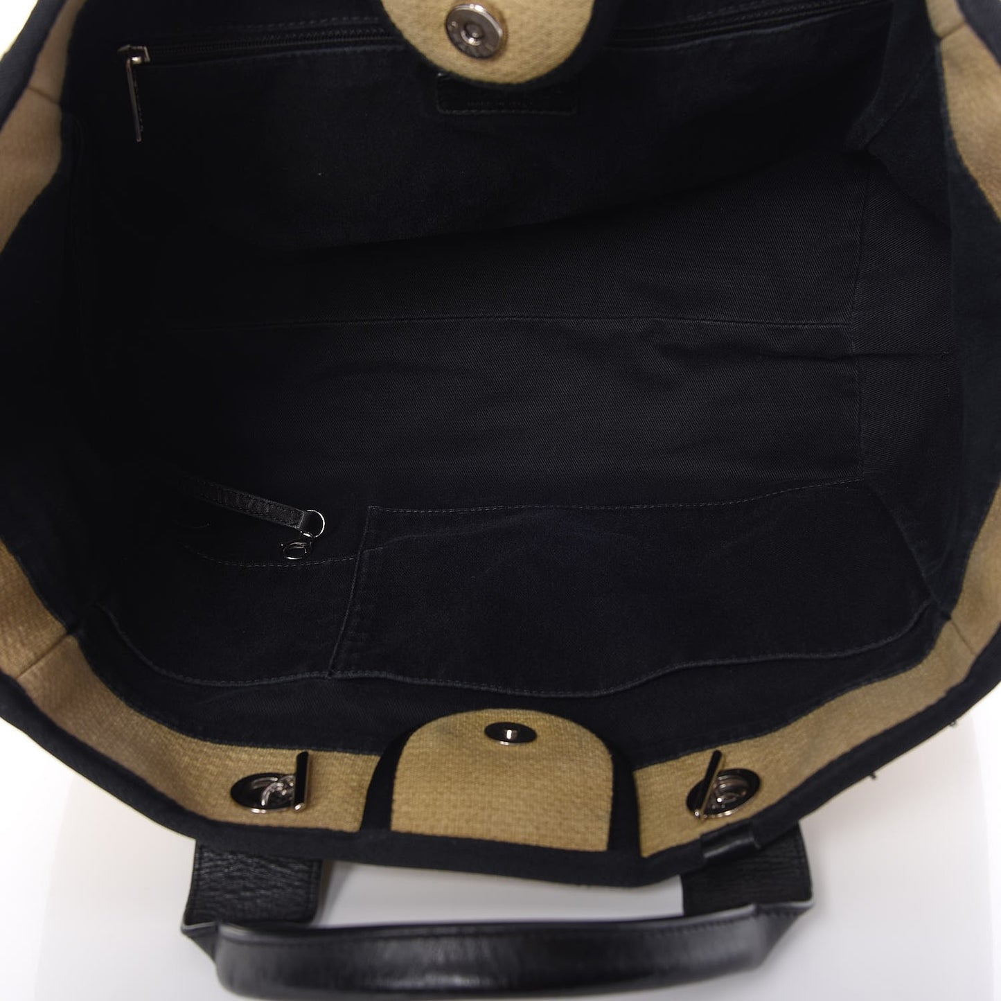 Canvas Large Deauville Tote Beige Black