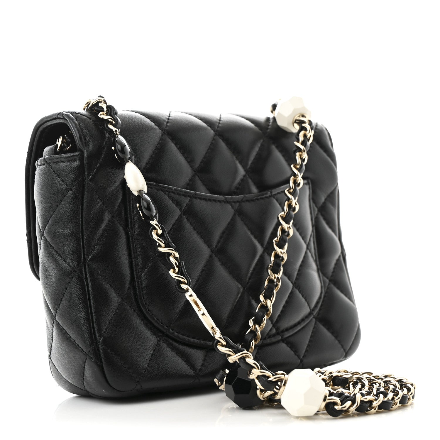 Chanel Lambskin Resin Quilted Mini Heart Square Flap Black 1744017