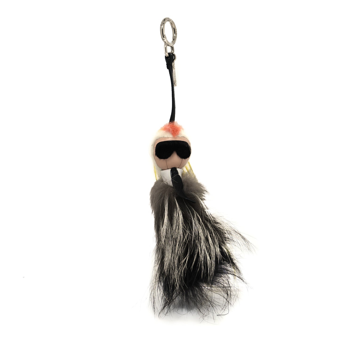 Fox Mink Goat Fur Mini Karlito Bag Charm White Black Flamingo