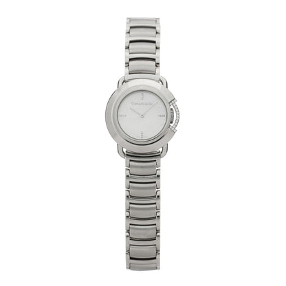 Tiffany Stainless Steel Diamond Mother of Pearl 25mm Tiffany T Round Quartz Watch 1 of 4
