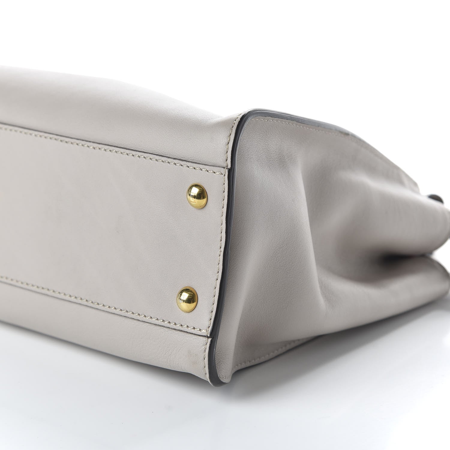 Fendi Vitello Seta Shiny Nappa Medium Peekaboo Iconic Satchel Grigio Polvere Magenta 8 of 9
