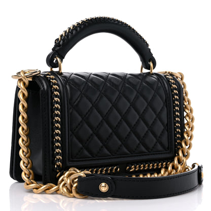 Chanel Lambskin Quilted Small Top Handle Boy Flap Black 3 of 10
