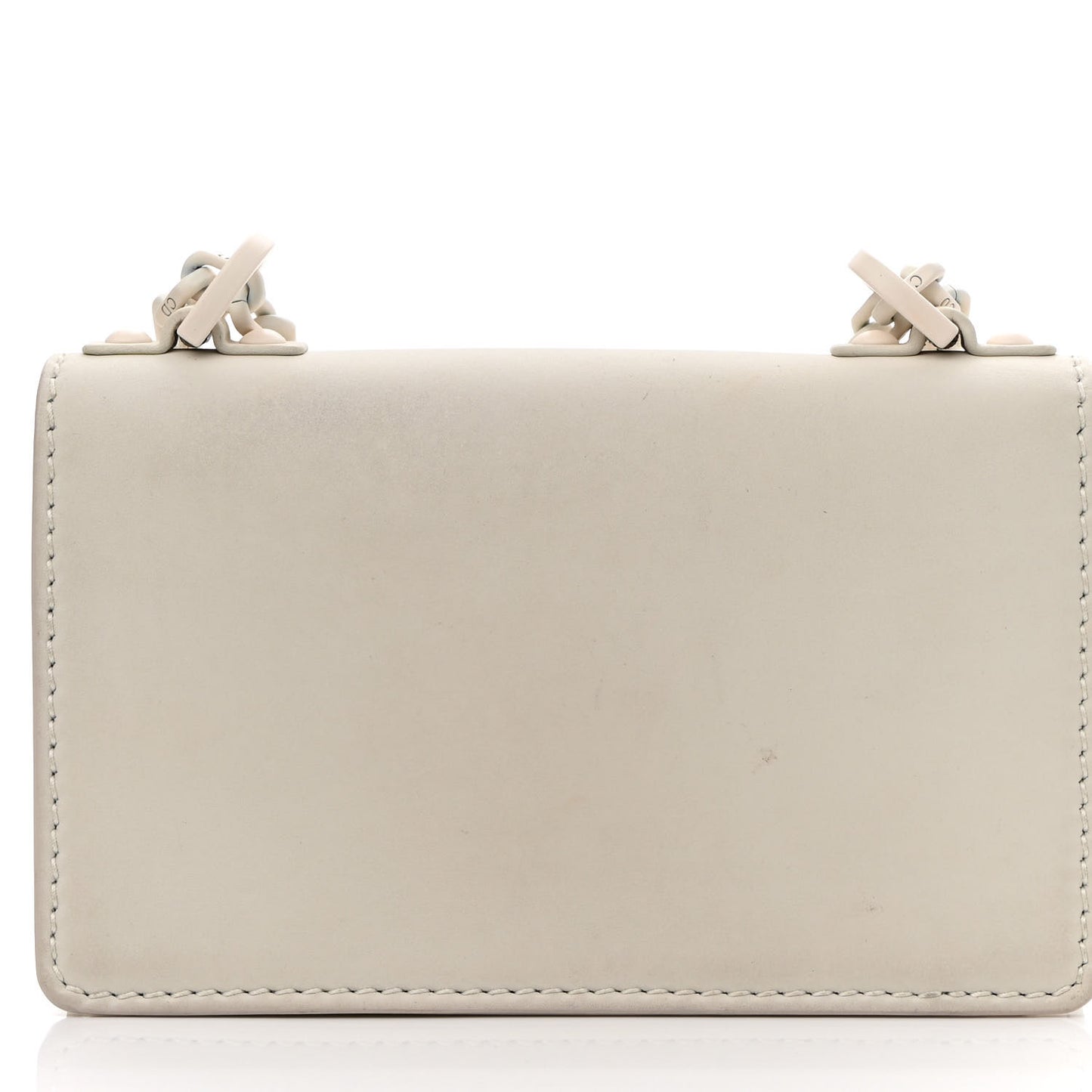Ultra Matte Calfskin Mini J'Adior Chain Flap Bag White
