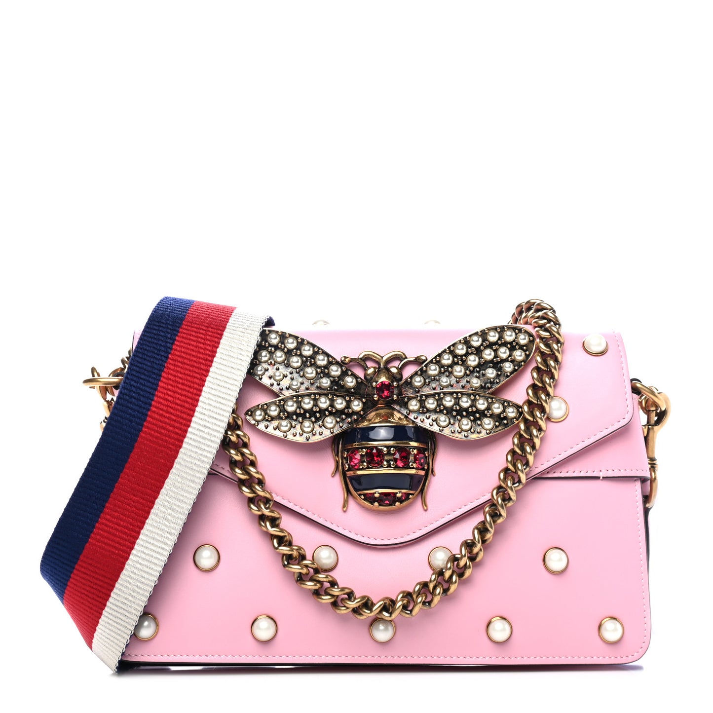 Nappa Pearl Studded Mini Queen Margaret Broadway Shoulder Bag Sugar Pink
